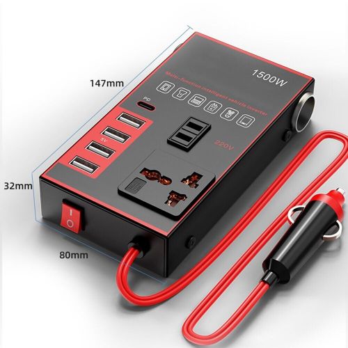 Compact car power inverter 12v 24v with metal shell and smart features