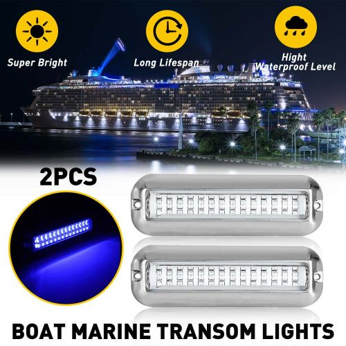 Blue underwater 2x marine boat transom lights 316 42led stainless steel pontoon