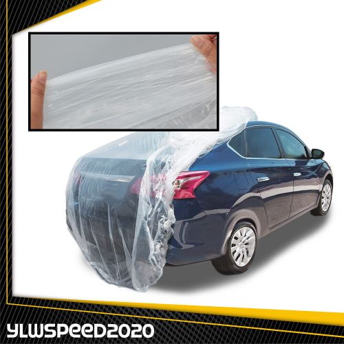 2pack universal disposable plastic clear temporary car cover rain dust garage