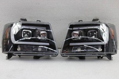 New blk fits 07-14 chevy suburban tahoe avalanche led drl projector headlights