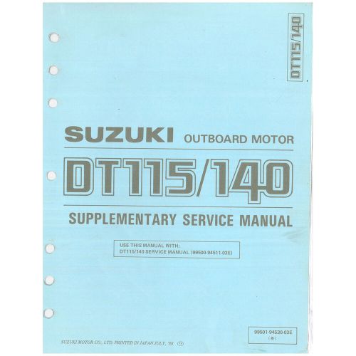 Suzuki outboard marine 1990 dt25c/30c supplementary service manual