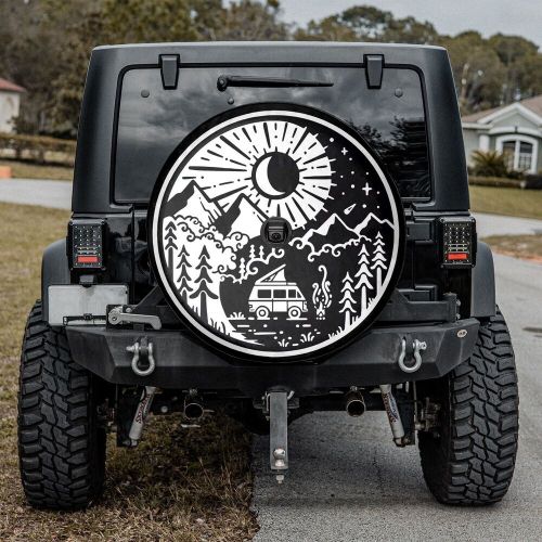 Ying and yang spare tire cover with or without camera hole, tire cover for campe