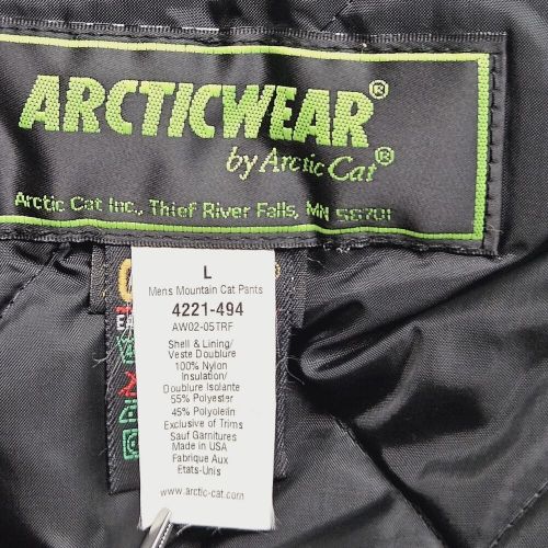 Arctic cat arcticwear snowmobile racing bibs snow pants black size large vtg