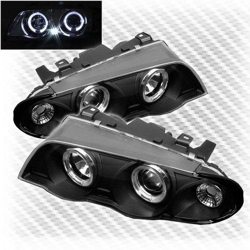 Dual halo projector headlights 99-01 bmw e46 3-series 4 door black head lamp