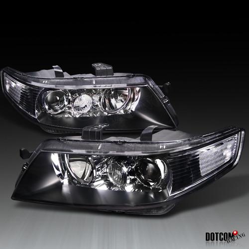 04-05 acura tsx jdm style black projector headlights lamps left+right