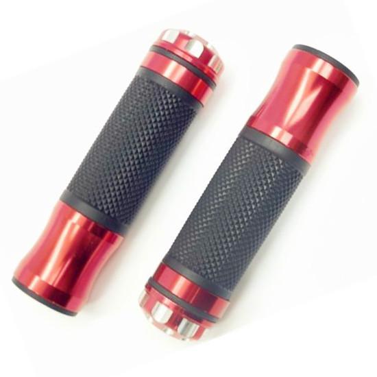 Red 7/8" rubber handlebar handgrips w/ barend for gsxr crf yzf cbr ninja zx ktm