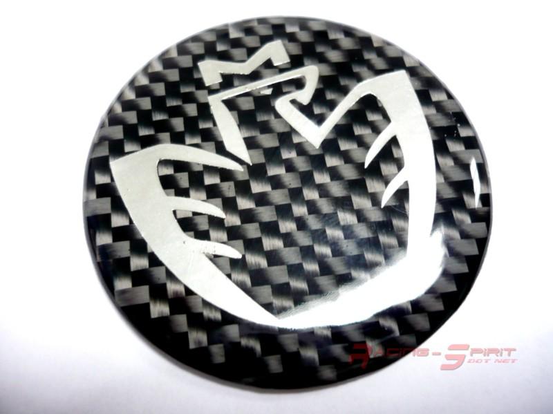 3d glossy real carbon fiber chromed midship logo horn emblem mr2 spyder mr-s jdm