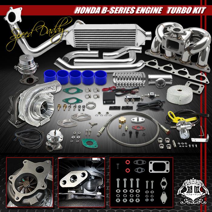 T04e 13p t3/t4 turbo kit bolt-on intercooler+ram horn manifold d15/d16 civic/crx