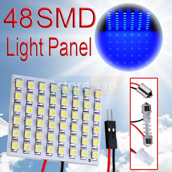 48 smd blue light panel t10 ba9s festoon dome led interior bulb lamp