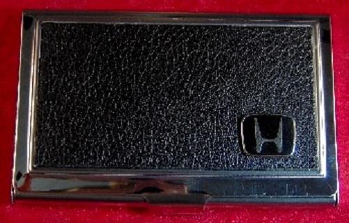 Honda - stainless steel & leather business card case