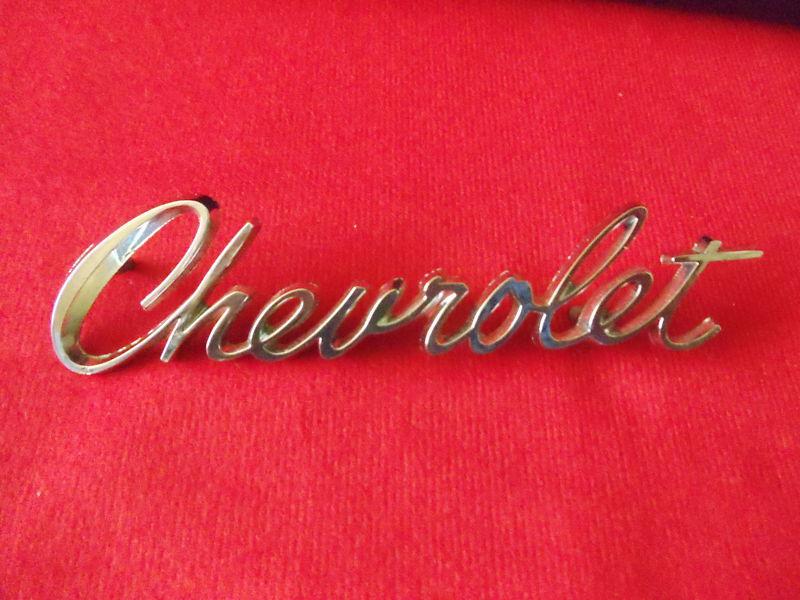 1969 69   "chevrolet"   belair / biscayne  script hood emblem  