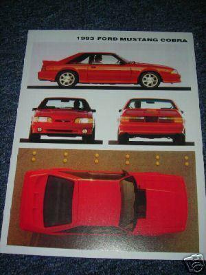 1993 ford mustang svt cobra dealer spec sheet brochure