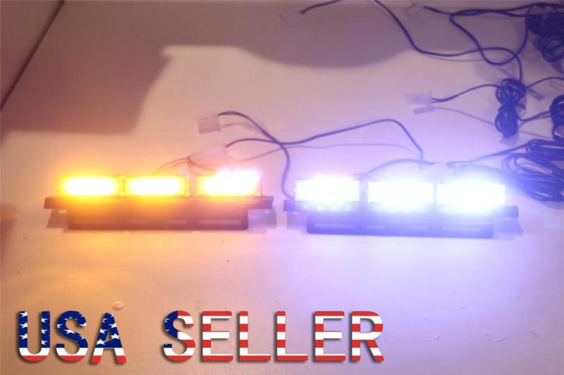 18 led car truck boat strobe emergency flash light deck dash grill white amber