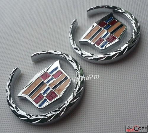 2x new 3d chrome side fender trunk shield sticker emblem for cadillac xts srx