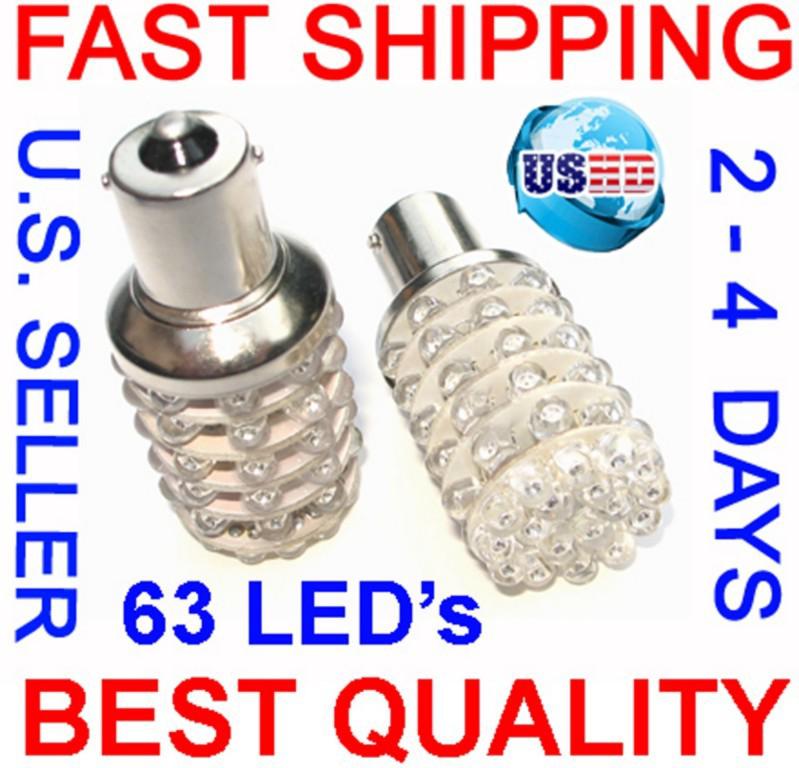 2 x 1156 super amber 63 led light bulbs 12v 1141 7527