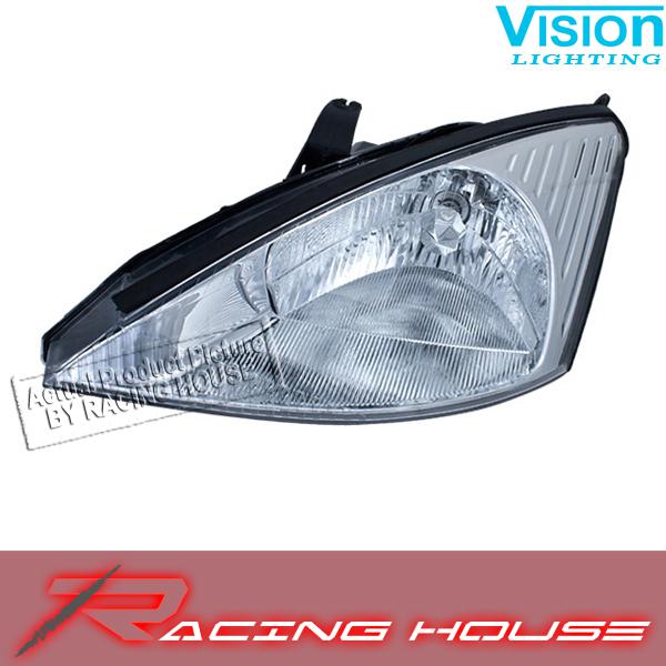 L/h headlight driver side lamp kit unit 00-02 ford focus chrome bezel