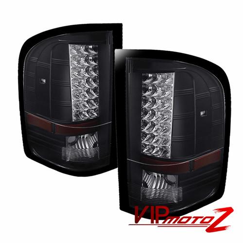 Chevy silverado 2007-2013 1500/2500 hd black+chrome led tail light lamp assembly