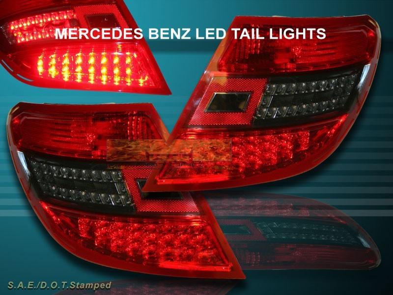 08-10 mercedes w204 c-class led tail lights red smoke