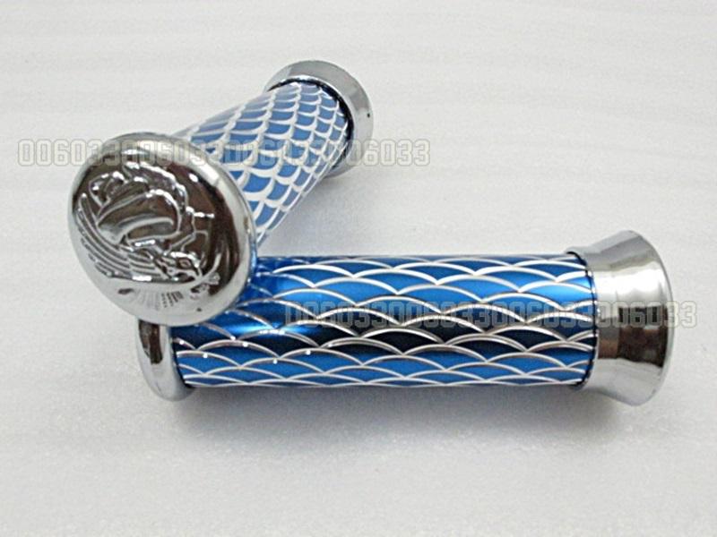 Suzuki scales custom chrome aluminum hand grips 7/8" blue 7days 7/8 inch