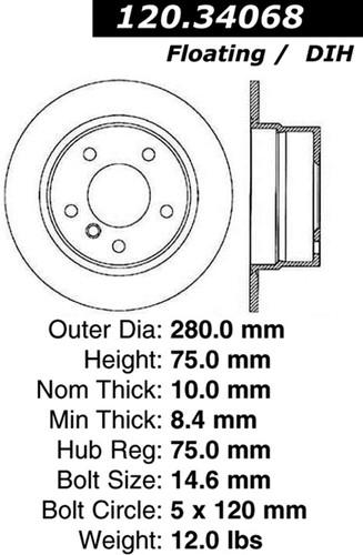 Centric-power slot 128.34068l stoptech sport rotors 03-05 z4