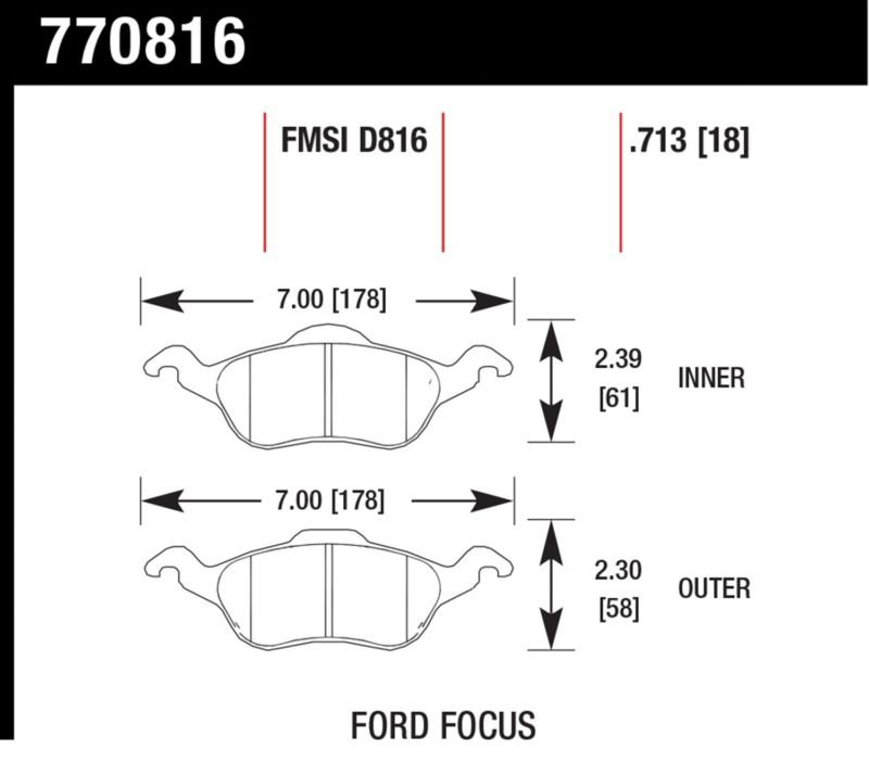 Hawk performance 770816 premium oes; disc brake pads 00-04 focus