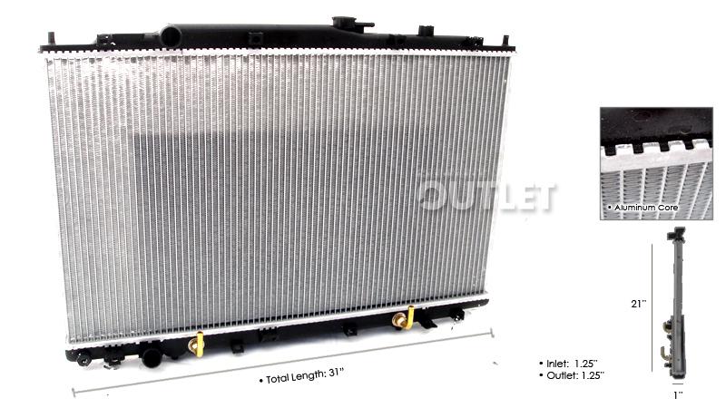 1999 2000 2001 2002 2003 2004 honda odyssey radiator 3.5 v6 99-04 a/t w/toc 1row