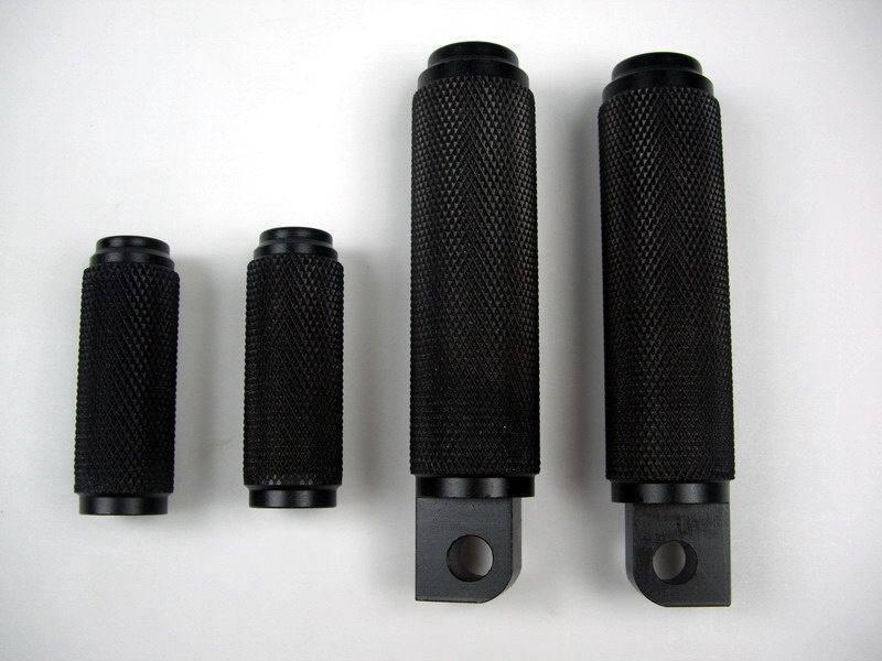 Harley chopper oldschool knurled black foot pegs kit t