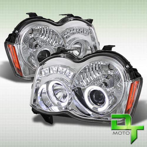 08-10 jeep grand cherokee dual halo projector headlights w/led drl running lamps