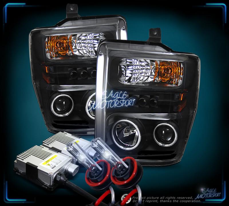 8000k hid 2008-2010 ford f250/f350/f450 dual ccfl projector led blk headlights