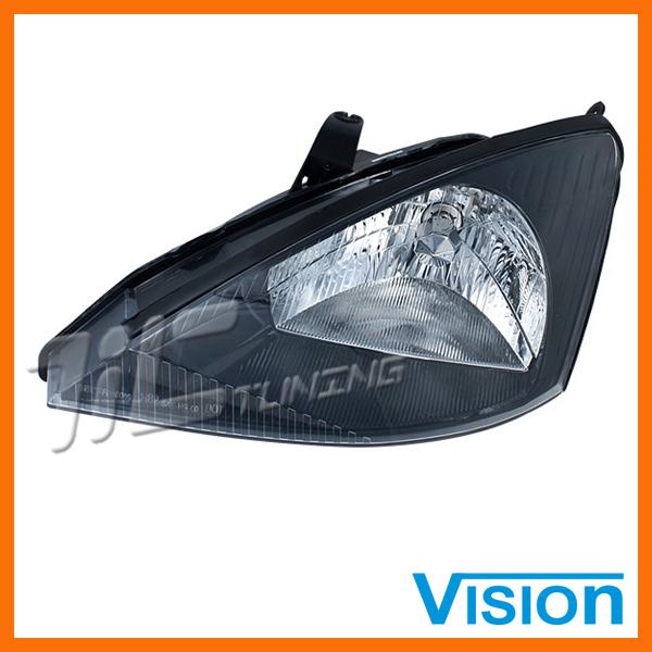 02-03 ford focus driver left head light lamp assembly halogen black bezel new