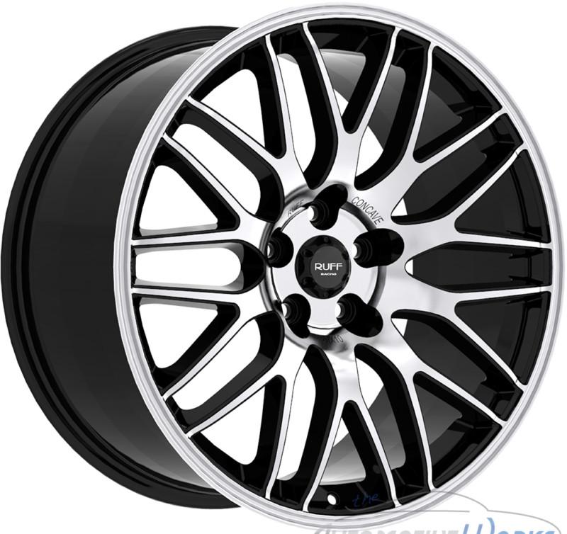 1 - 20x10 ruff r360 5x114.3 5x4.5 +45mm gloss black machined rim wheel inch 20"