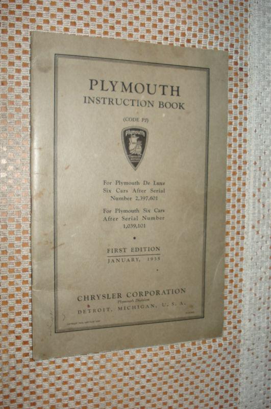 1935 plymouth pj series owners manual original glove box book nr rare!!!!