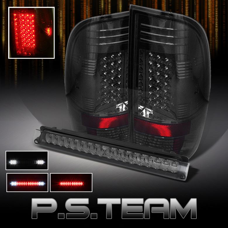 Smoked 97-03 ford f-150 99-07 superduty led tail lights +full led 3rd brake lamp