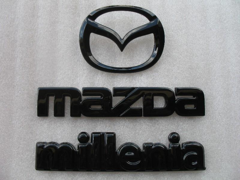 98-02 mazda millenia rear painted black blacked out emblem badge decal logo set