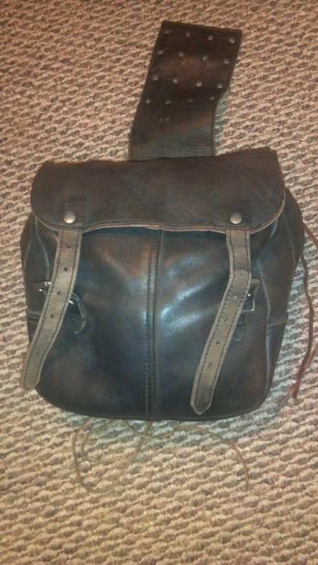 Vintage black leather motorcycle saddlebags