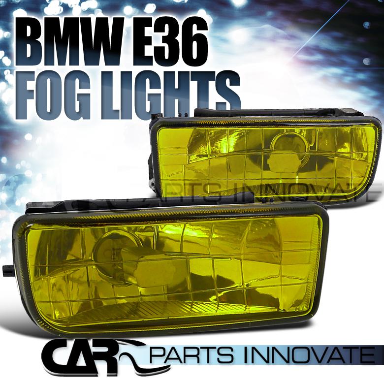 Bmw 92-98 e36 318 320 323 325 328 m3 yellow lens fog driving lights kit+bulb