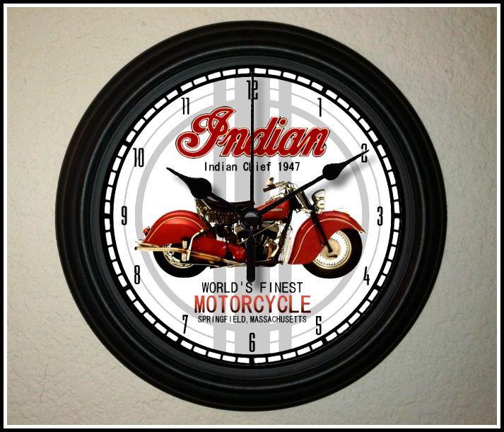 1947 indian chief motorcycle wall clock  low and fast shipping