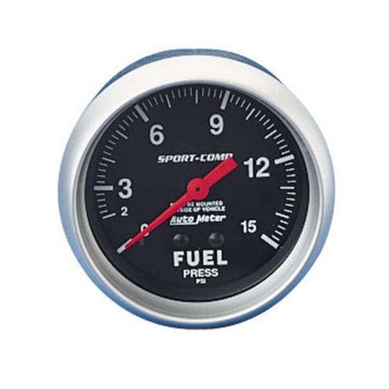 New auto meter 2-5/8" sport comp fuel pressure gauge, black 0-15 psi