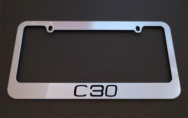 1 brand new c30 chrome metal license plate frames + screw caps