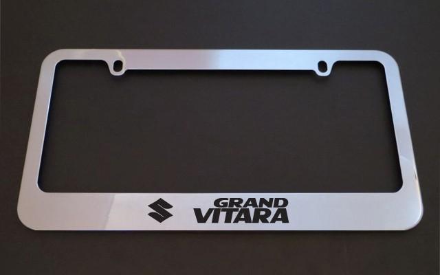 1 brand new suzuki grand vitara chrome metal license plate frames + screw caps