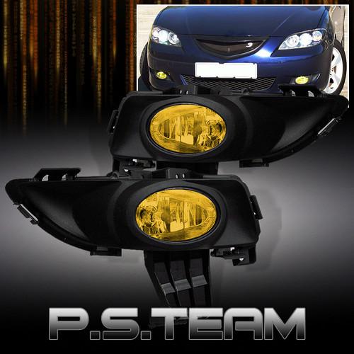 04-06 mazda3 mazda 3 sedan 4dr jdm yellow fog lights lamps w/switch+wiring+relay