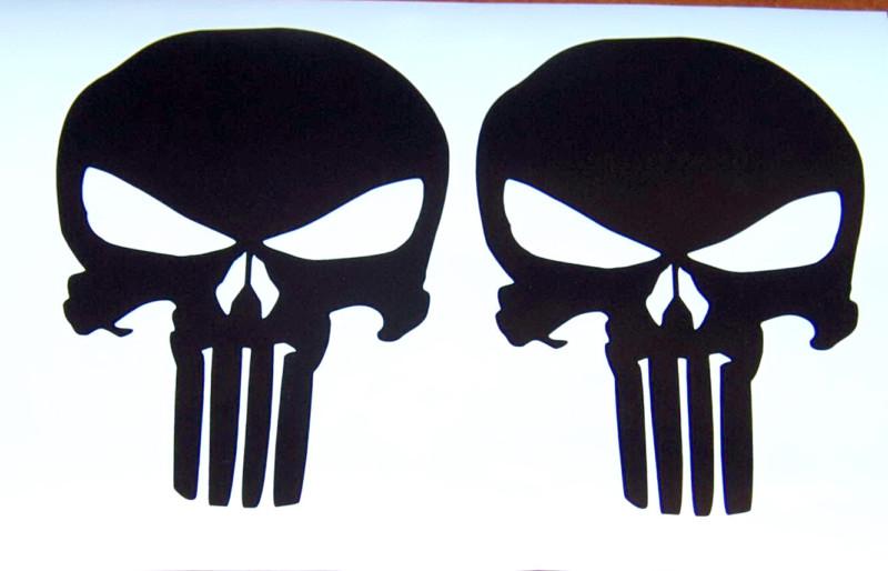2x 6" punisher skull vinyl decal stickers