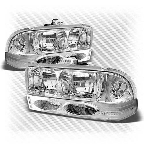 98-04 chevy s10 blazer euro crystal headlights+euro clear bumper signal lamp set