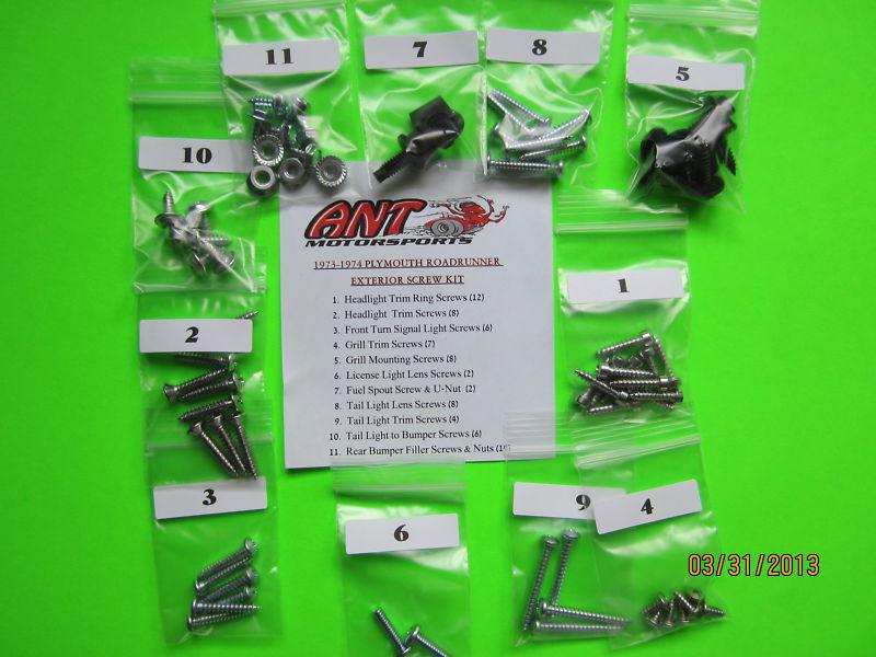 1973 1974 roadrunner / satellite exterior screw kit      73pcs.