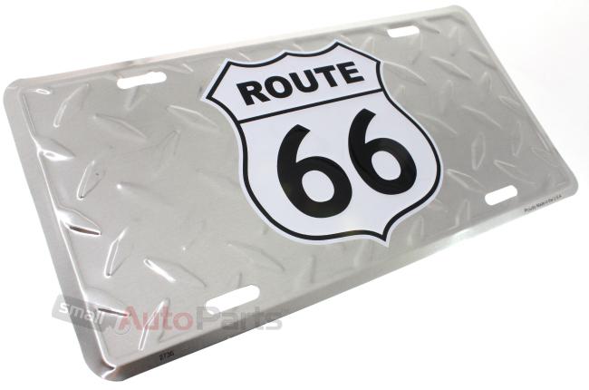 Route 66 aluminum chrome diamond metal license plate auto/car/truck sign tag