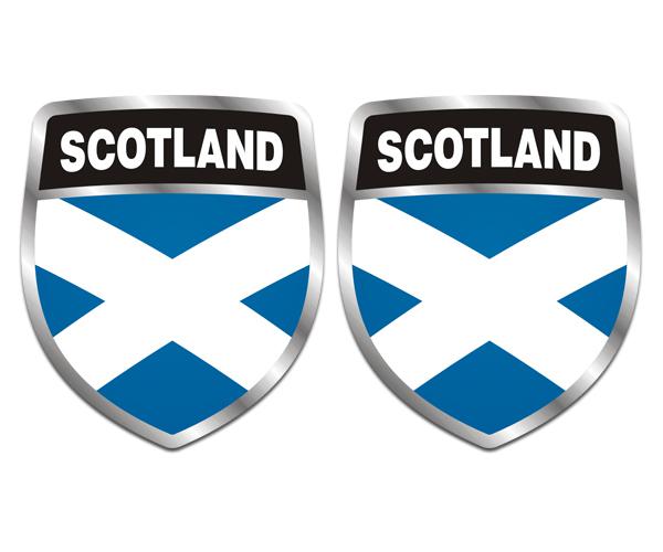 Scotland flag shield decal set 3"x2.5" scottish vinyl bumper sticker zu1