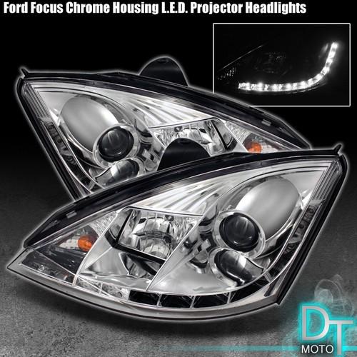 00-04 ford focus clear projector headlights w/daytime drl led running lights