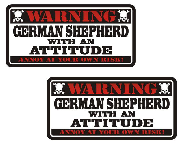 German shepherd warning attitude guard dog decal set 3"x1.5" vinyl sticker zu1