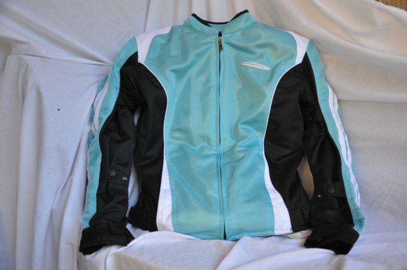 Women's fieldsheer motorcycle jacket exc.condition! teal/black sz 12 field sheer