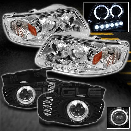 99-02 f150 expedition halo projector led headlights +halo fog lights lamps